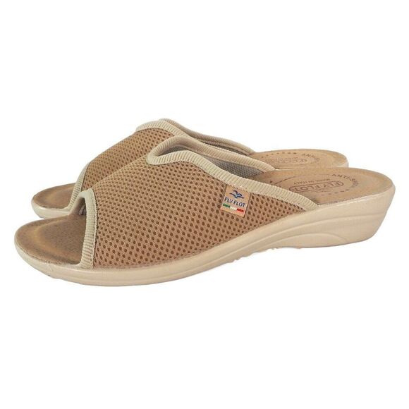 FlyFlot Cloth Slippers Slip-on Slide Sandals Beige Tan Women's 8/39 - Picture 2 of 11